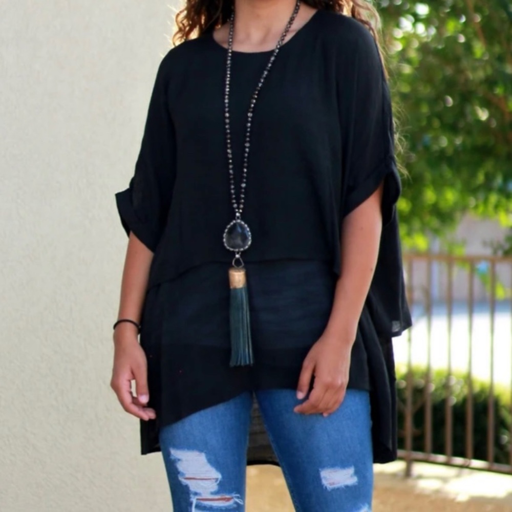 Umgee Charcoal Double Layered Tunic